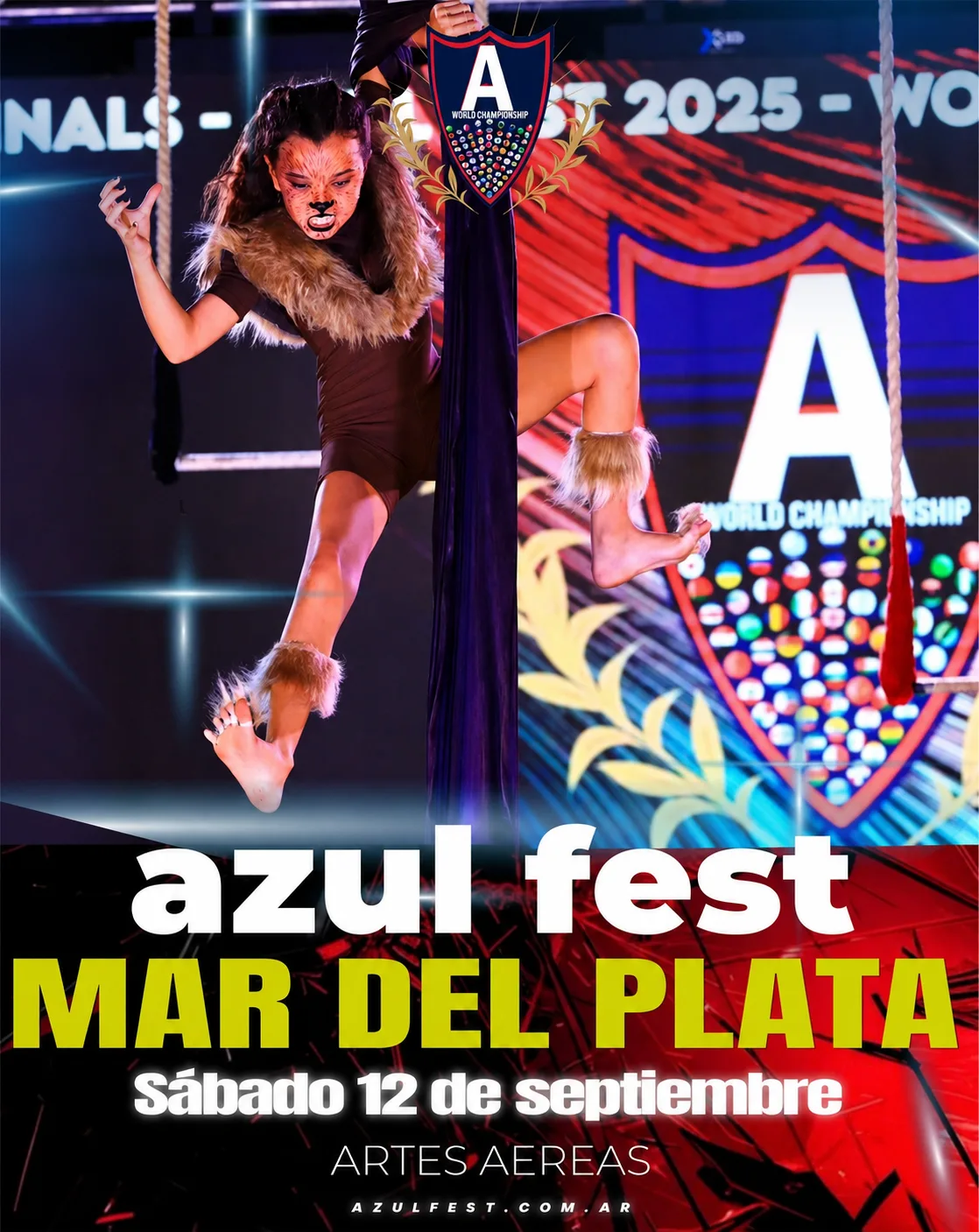 Flyer de Azul Fest Mar del Plata, artes aéreas